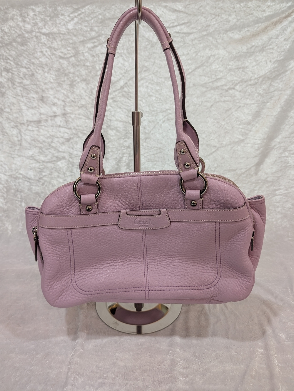 Coach Lilac Pebbled Leather Shoulder Bag